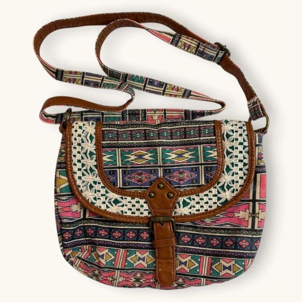 Southwestern Aztec Crossbody Purse Boho Geometric Woven Western